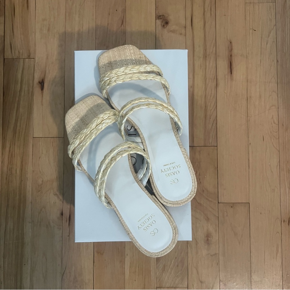Oasis Society Women's Cream Braided Sandals - Picture 2 of 5